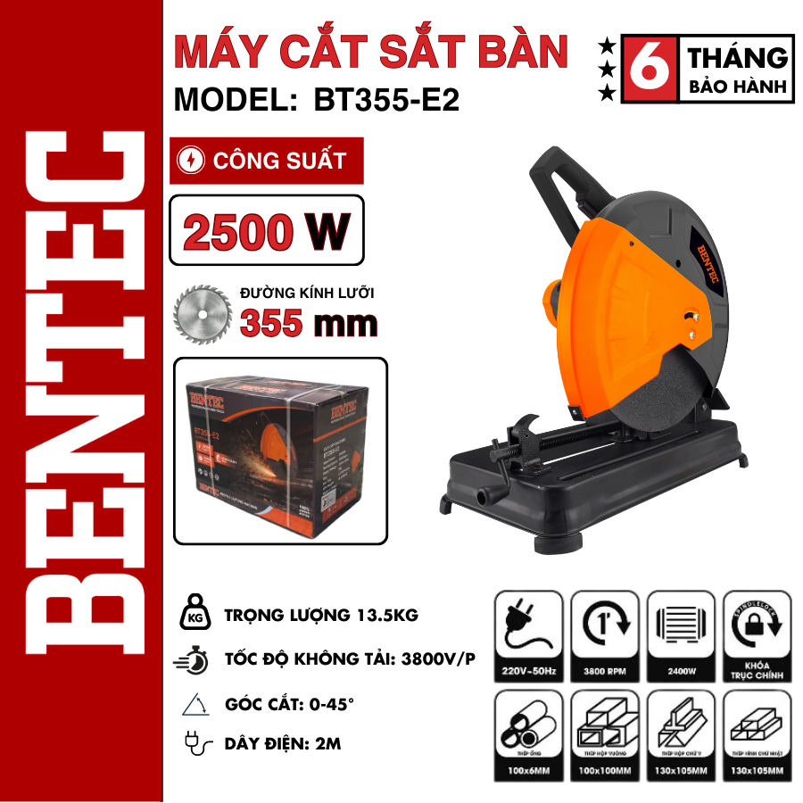 MÁY CẮT SẮT BÀN BENTEC BT355-E2 (2500W) – HIỆU SUẤT VƯỢT TRỘI CHO CÔNG TRÌNH